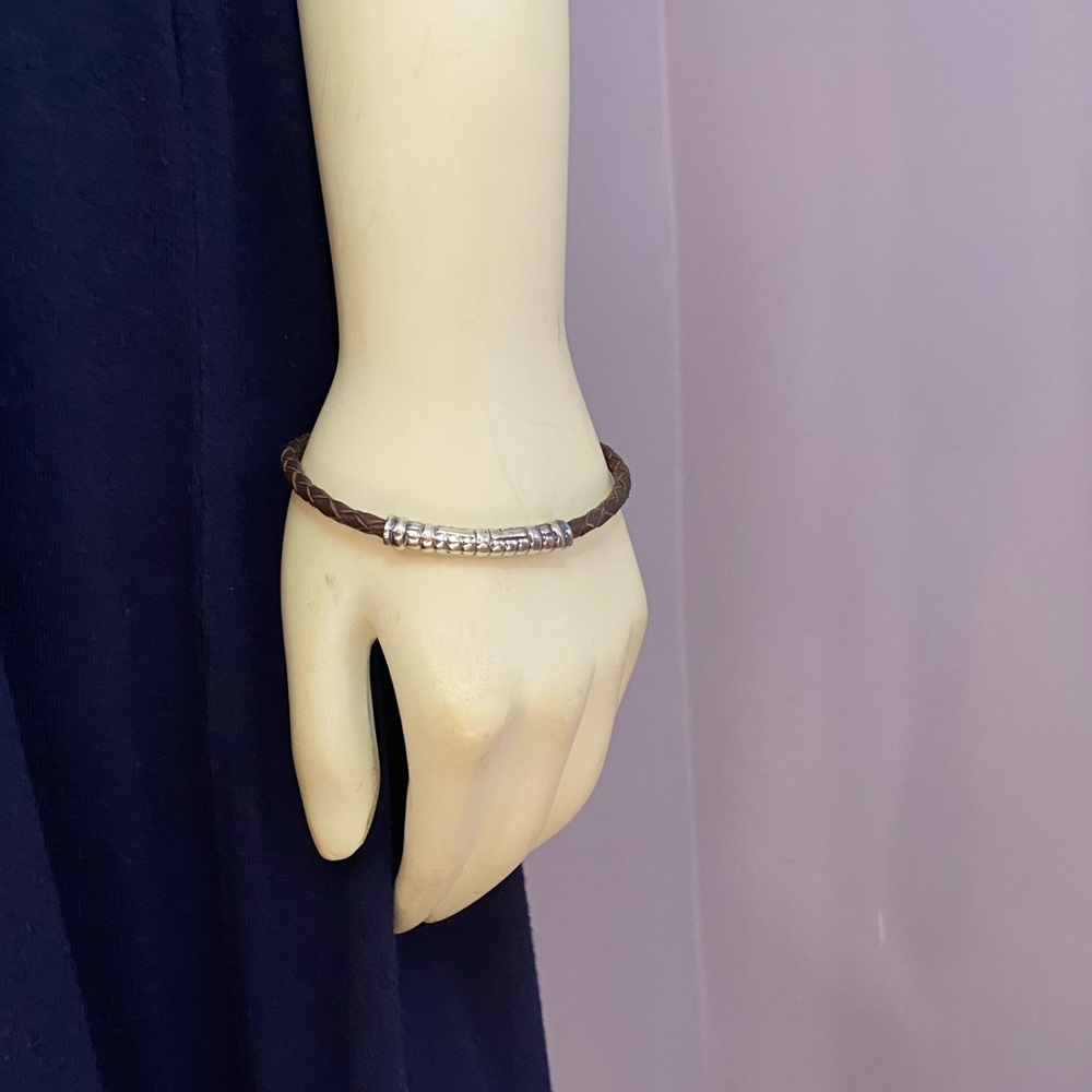 Sterling Silver/Leather Cord Bracelet